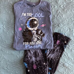 Wonder Nation Astronaut Pajama Set - Blue and Black